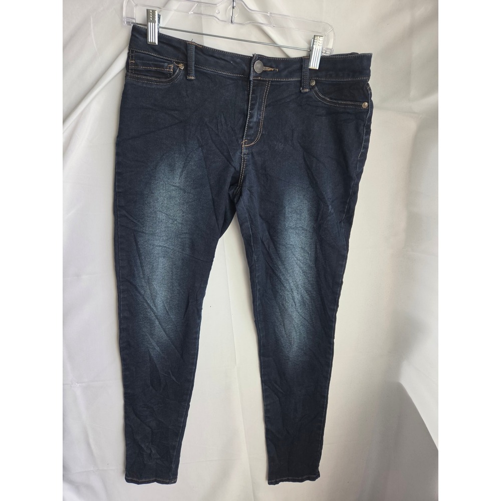 Express Jeans Womens Blue Dark Wash Skinny Mid Rise Tapered
